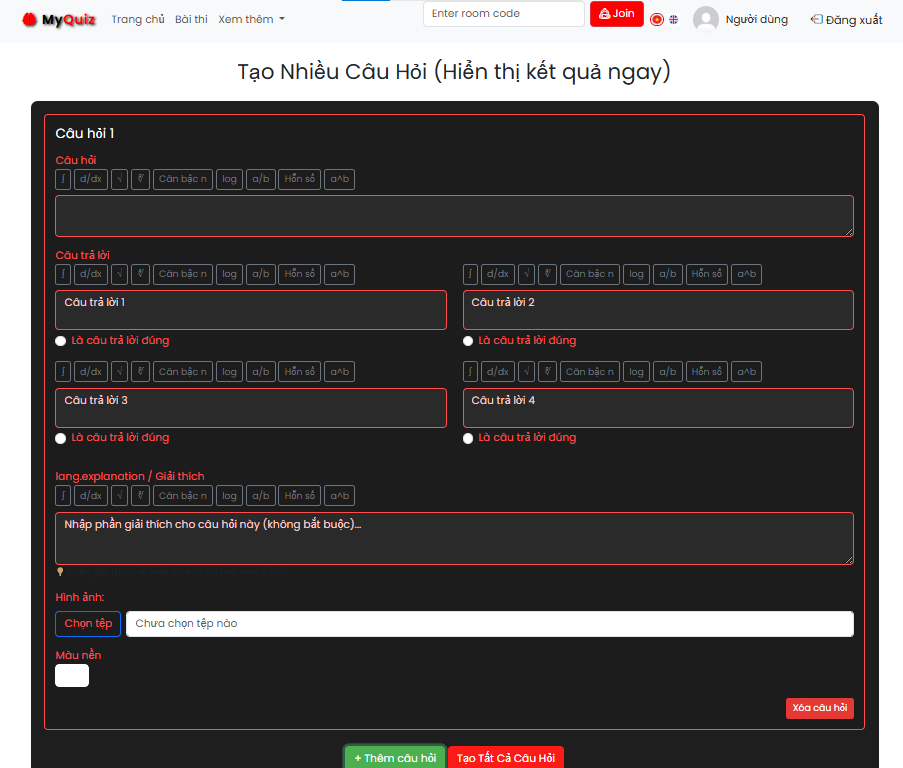 Tạo câu hỏi ôn tập